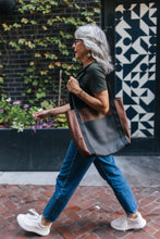 Load image into Gallery viewer, Continuous Tote | Large Upcycled Automotive Leather Purse | Two Roomy Pockets | Seatbelt Straps
