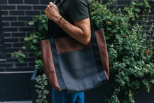Load image into Gallery viewer, Continuous Tote | Large Upcycled Automotive Leather Purse | Two Roomy Pockets | Seatbelt Straps