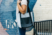 Load image into Gallery viewer, Continuous Tote | Large Upcycled Automotive Leather Purse | Two Roomy Pockets | Seatbelt Straps