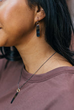 Load image into Gallery viewer, Ripple Effect Earrings | Fire Patina Repurposed Steel Focal | Stainless Steel Ear Wire