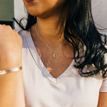 Load image into Gallery viewer, Copper Harbor Necklace | Repurposed Copper Automotive Shims | Fire Patina Finish | Sterling Silver Chain