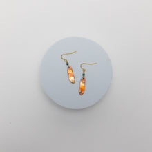Load image into Gallery viewer, Take Flight Earrings | Repurposed Auto Shims | Jasper Bead with Copper Fire Patina | Gold Plated Ear Wire