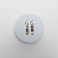 Load image into Gallery viewer, Ripple Effect Earrings | Fire Patina Repurposed Steel Focal | Stainless Steel Ear Wire