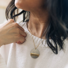 Load image into Gallery viewer, The Space Between Necklace | Repurposed Automotive Aluminum Parts | Gold Leaf | Gold Plated Chain