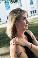 Load image into Gallery viewer, Like A Rock Earrings | Repurposed Auto Copper Brake Line | Steel Rivets | Gold Plated Ear Wire