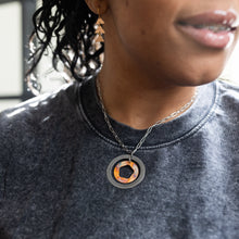 Load image into Gallery viewer, Labyrinth Adjustable Necklace | Repurposed Automotive Shims in Copper & Steel | Stainless Steel Chain