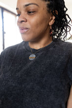 Load image into Gallery viewer, The Space Between Necklace | Repurposed Automotive Aluminum Parts | Gold Leaf | Gold Plated Chain