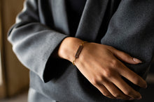 Load image into Gallery viewer, Refined Through Fire Bracelet | Fire Patina Repurposed Automotive Copper Brake Line | 18K Gold Plated Chain