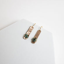 Load image into Gallery viewer, I'll Be There Earrings | Repurposed Copper Auto Brake Line | African Jasper Beads | Gold Plated Ear Wire