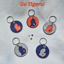 Load image into Gallery viewer, On the Move Michigan Keychain | Repurposed Automotive Leather | Team & Various Colors Available