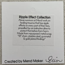 Load image into Gallery viewer, Ripple Effect Necklace | Repurposed Steel Focal Point | Fire Patina Finish | Stainless Steel Chain