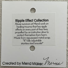 Load image into Gallery viewer, Ripple Effect Adjustable Bracelet | Fire Patina Steel Focal Point with Stainless Steel Paperclip Chain