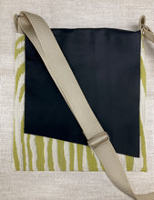 Load image into Gallery viewer, Waypoint | One of a Kind Upcycled Leather & Fabric Crossbody Purse | Chartreuse Green Zebra Print & Black