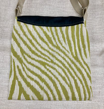 Load image into Gallery viewer, Waypoint | One of a Kind Upcycled Leather & Fabric Crossbody Purse | Chartreuse Green Zebra Print & Black