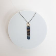 Load image into Gallery viewer, Ripple Effect Necklace | Repurposed Steel Focal Point | Fire Patina Finish | Stainless Steel Chain