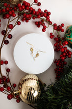 Load image into Gallery viewer, Promise Drop Earrings | Freshwater Pearl & Repurposed Brass Auto Parts | Gold Plated Ear Wire