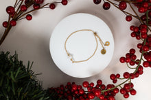 Load image into Gallery viewer, Promise Adjustable Bracelet | Freshwater Pearl & Repurposed Auto Brass Washers | Gold Plated Chain