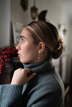 Load image into Gallery viewer, Promise Drop Earrings | Freshwater Pearl & Repurposed Brass Auto Parts | Gold Plated Ear Wire