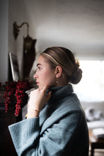 Load image into Gallery viewer, Promise Drop Earrings | Freshwater Pearl & Repurposed Brass Auto Parts | Gold Plated Ear Wire