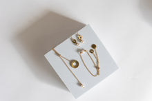 Load image into Gallery viewer, Promise Drop Earrings | Freshwater Pearl & Repurposed Brass Auto Parts | Gold Plated Ear Wire