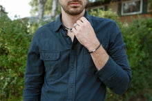 Load image into Gallery viewer, Clean Start Unisex Bracelet | Repurposed Automotive Steel Brake Line | Rubber Windshield Wiper Tubing