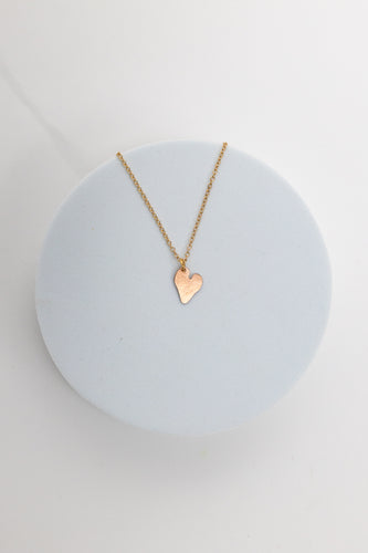 Amore copper heart gold plated necklace close up Valentine's day