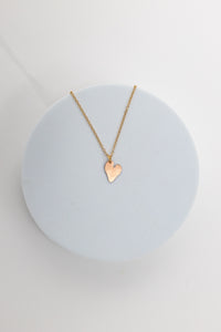 Amore copper heart gold plated necklace close up Valentine's day