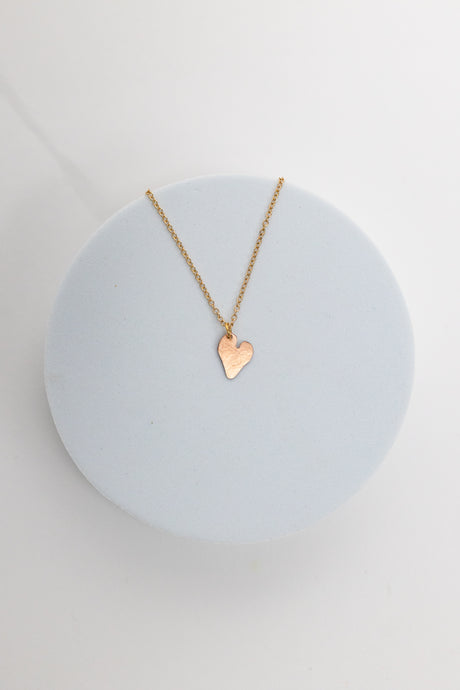 Amore copper heart gold plated necklace close up Valentine's day