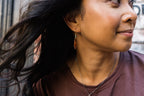 Take Flight Earrings | Repurposed Auto Shims | Jasper Bead with Copper Fire Patina | Gold Plated Ear Wire