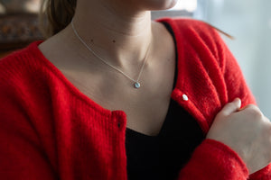 Known Heart close up silver necklace Valentine's sweater