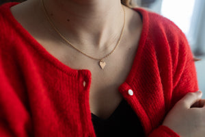 Amore copper heart gold plated necklace red sweater gift