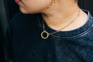 Linked Brass & 18K Gold Plated Necklace