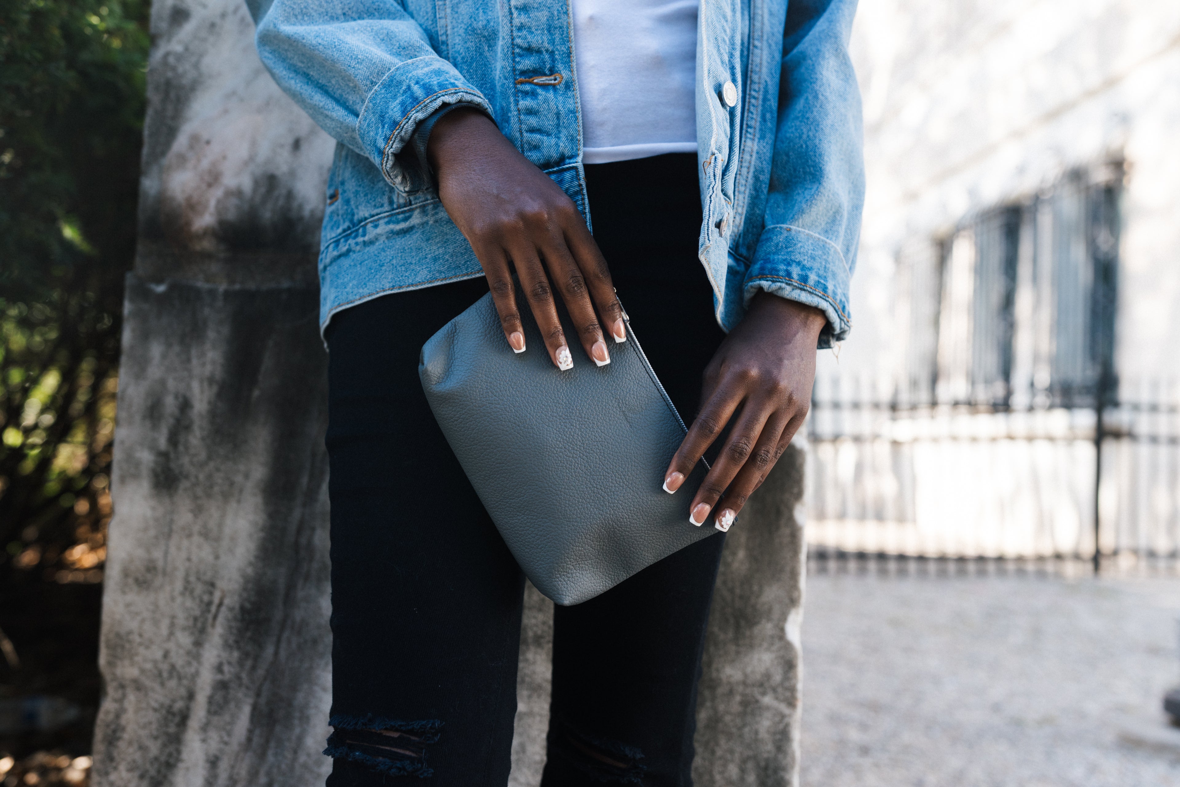 Reach Out | Zippered Wristlet made from Repurposed Automotive Leather