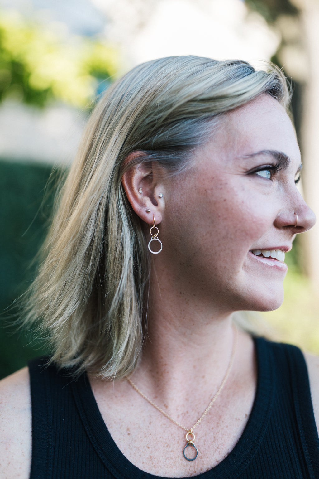 How Sweet It Is Earrings | Repurposed Stainless Steel Auto Retaining Ring | Gold Plated Ear Wire