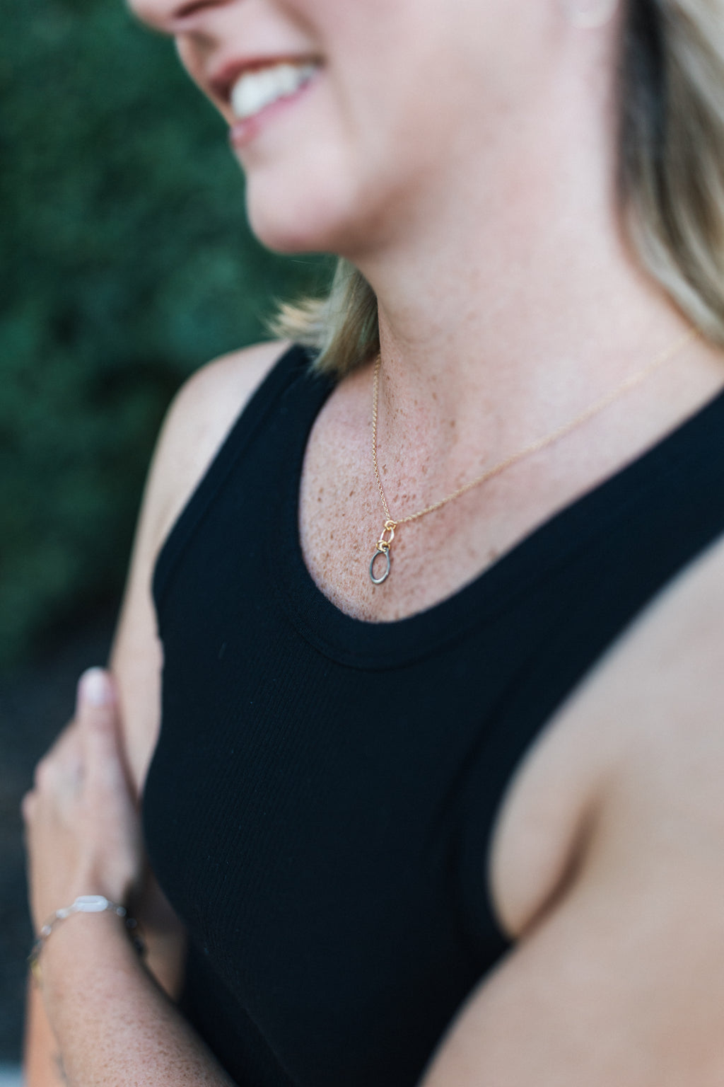 How Sweet It Is Necklace | Repurposed Steel Automotive Retaining Ring | Gold Plated Chain