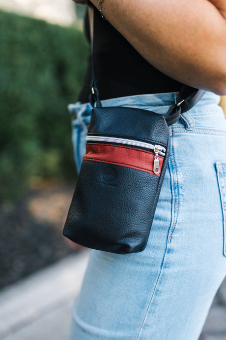 Hit the Road, Jack | Crossbody Stadium Bag made with Repurposed Automotive Leather