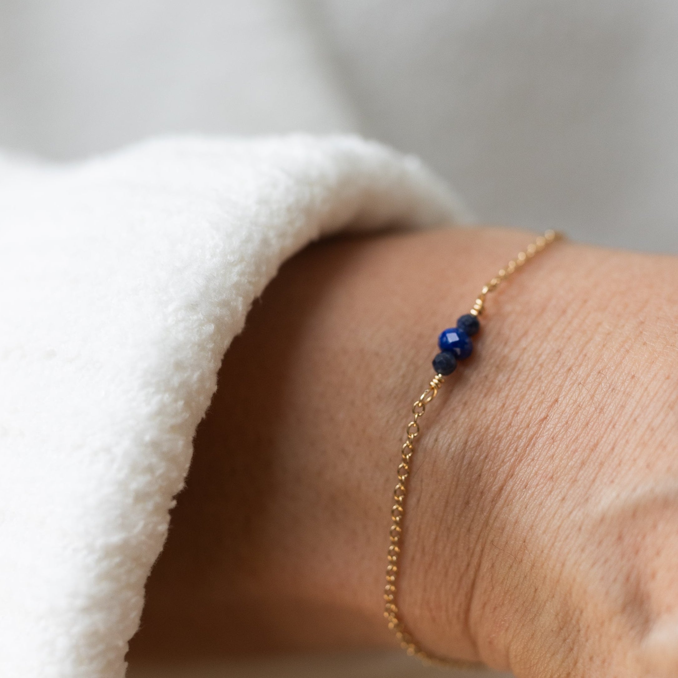 Clear Path Adjustable Bracelet | Sapphire & Lapis Lazuli with Repurposed Auto Brass Washers | Gold Plated