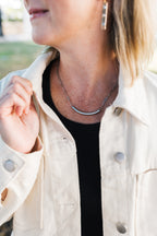 Higher Ground Necklace | Repurposed Automotive Steel Brake Line | Stainless Steel Chain