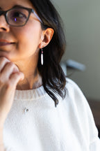 Essence Earrings | Pink Tourmaline with Repurposed Automotive Aluminum Scrap | Stainless Steel Ear Wires