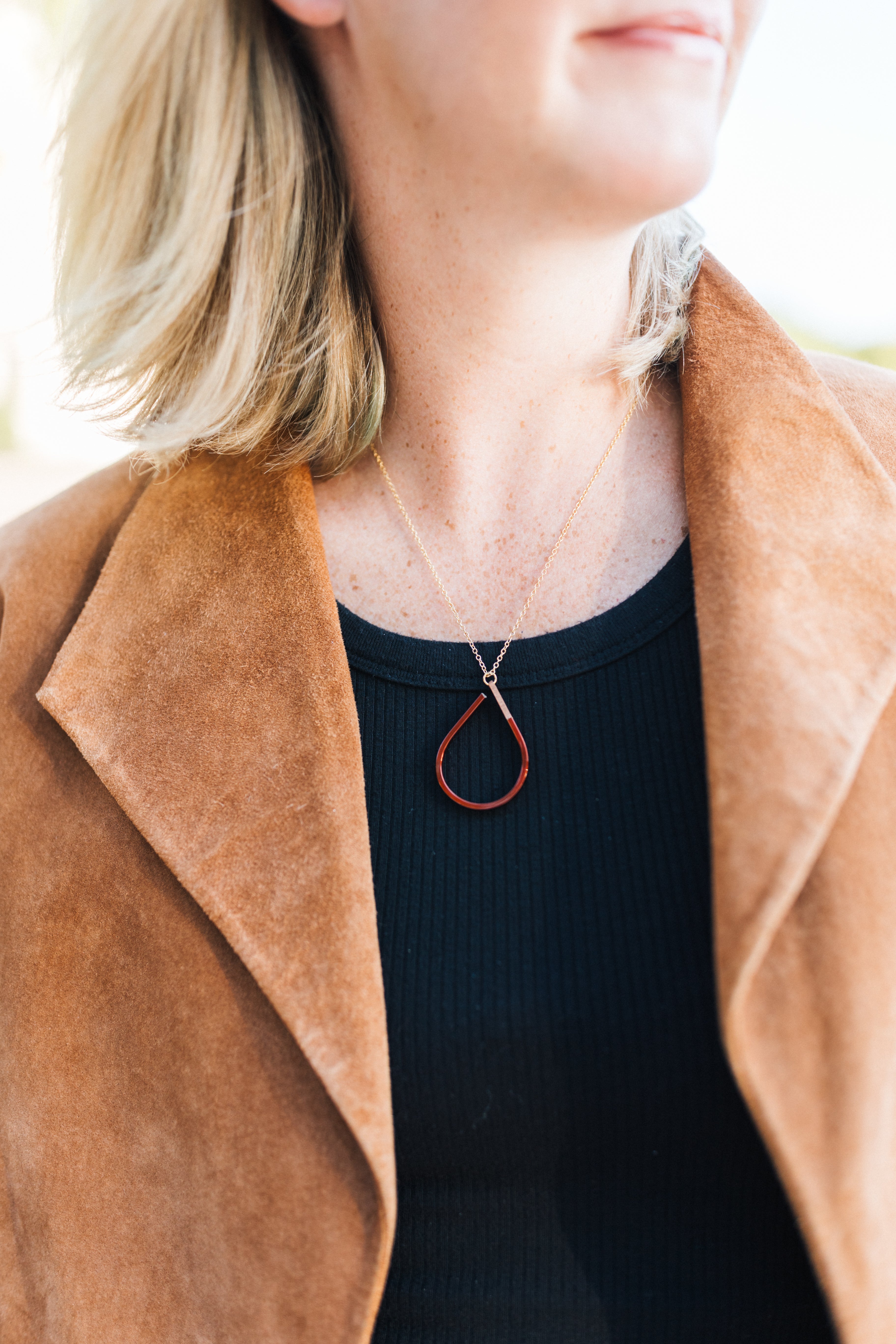 Power Within Necklace | Repurposed Copper Hairpin for Electric Vehicles | Gold Plated Chain