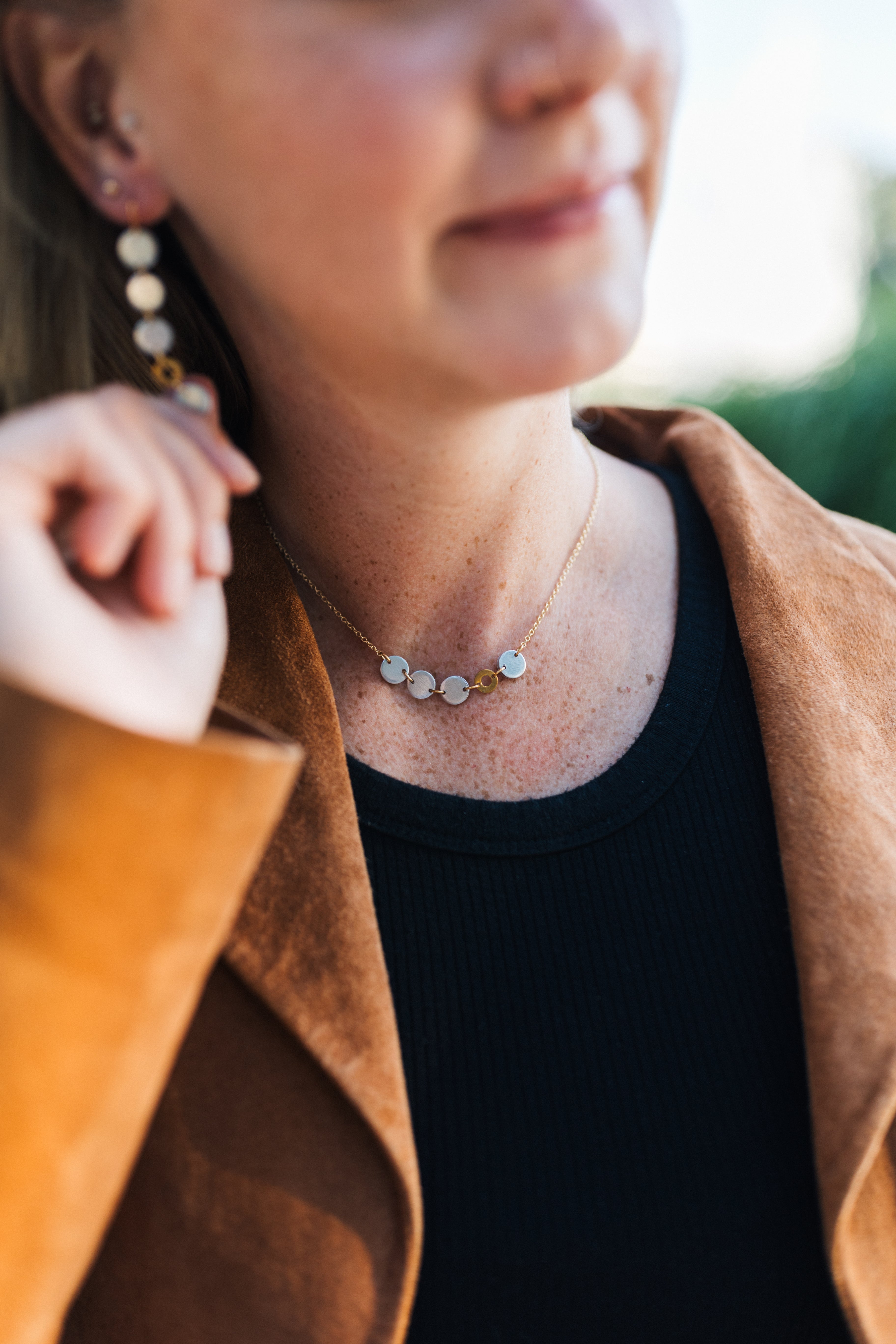 Lose Yourself Necklace | Repurposed Automotive Aluminum Scrap | Gold Plated Chain