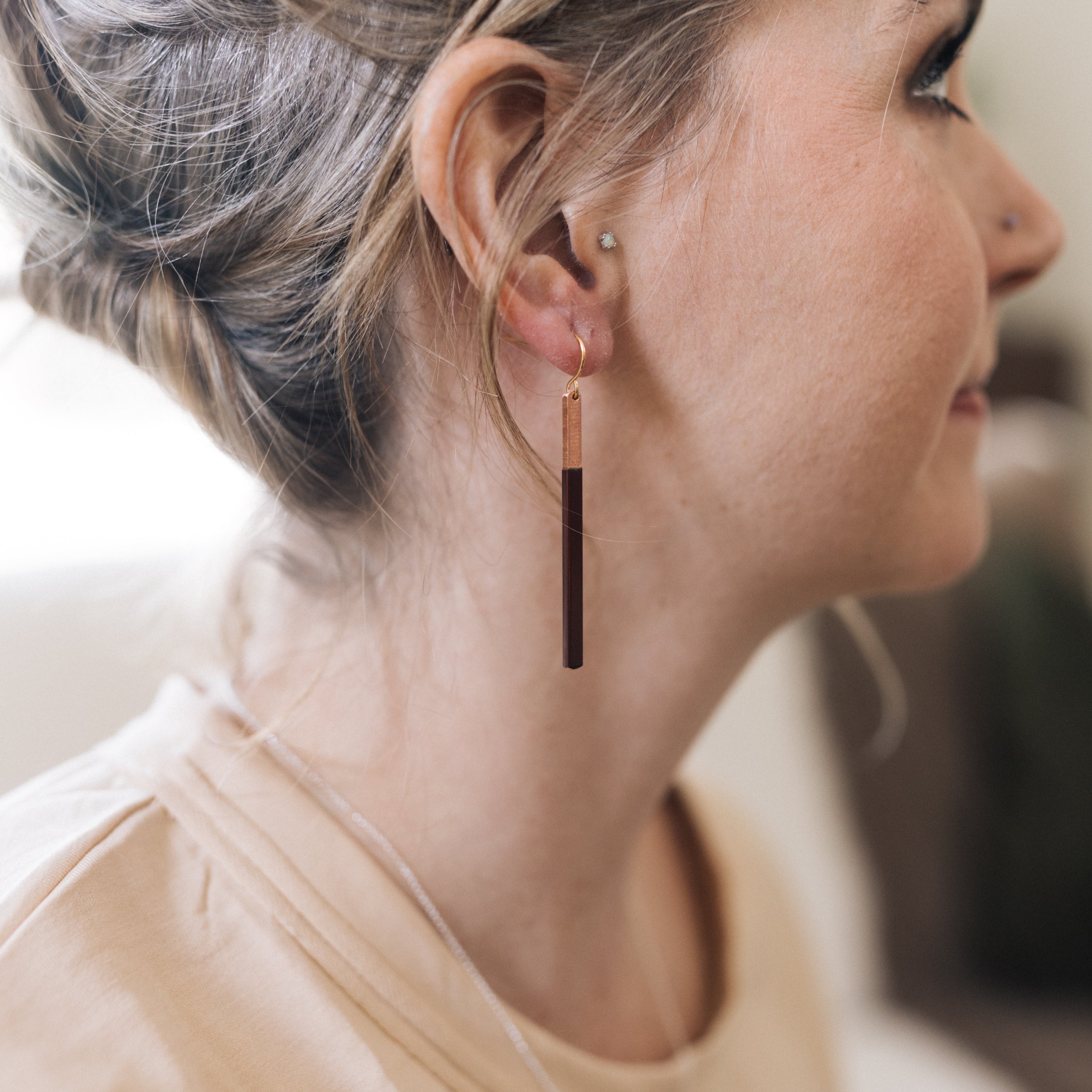 EmPower Earrings | Repurposed Automotive Copper Hairpin for Electric Vehicles | Gold Plated Ear Wire