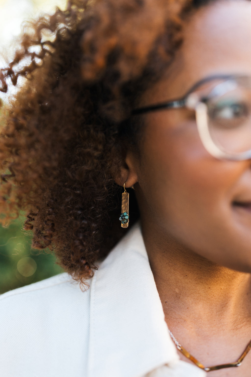 I'll Be There Earrings | Repurposed Copper Auto Brake Line | African Jasper Beads | Gold Plated Ear Wire