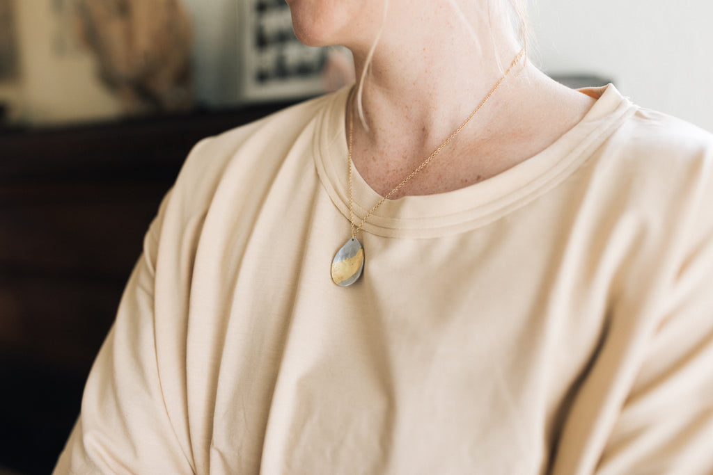 Within Necklace | Repurposed Automotive Aluminum Parts | Gold Leaf | Gold Plated Chain