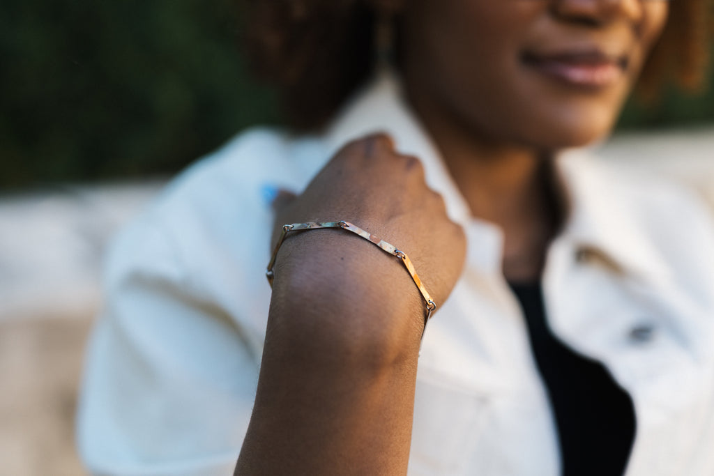 Midnight Train Adjustable Bracelet | Upcycled Automotive Copper & Stainless Steel Paperclip Chain