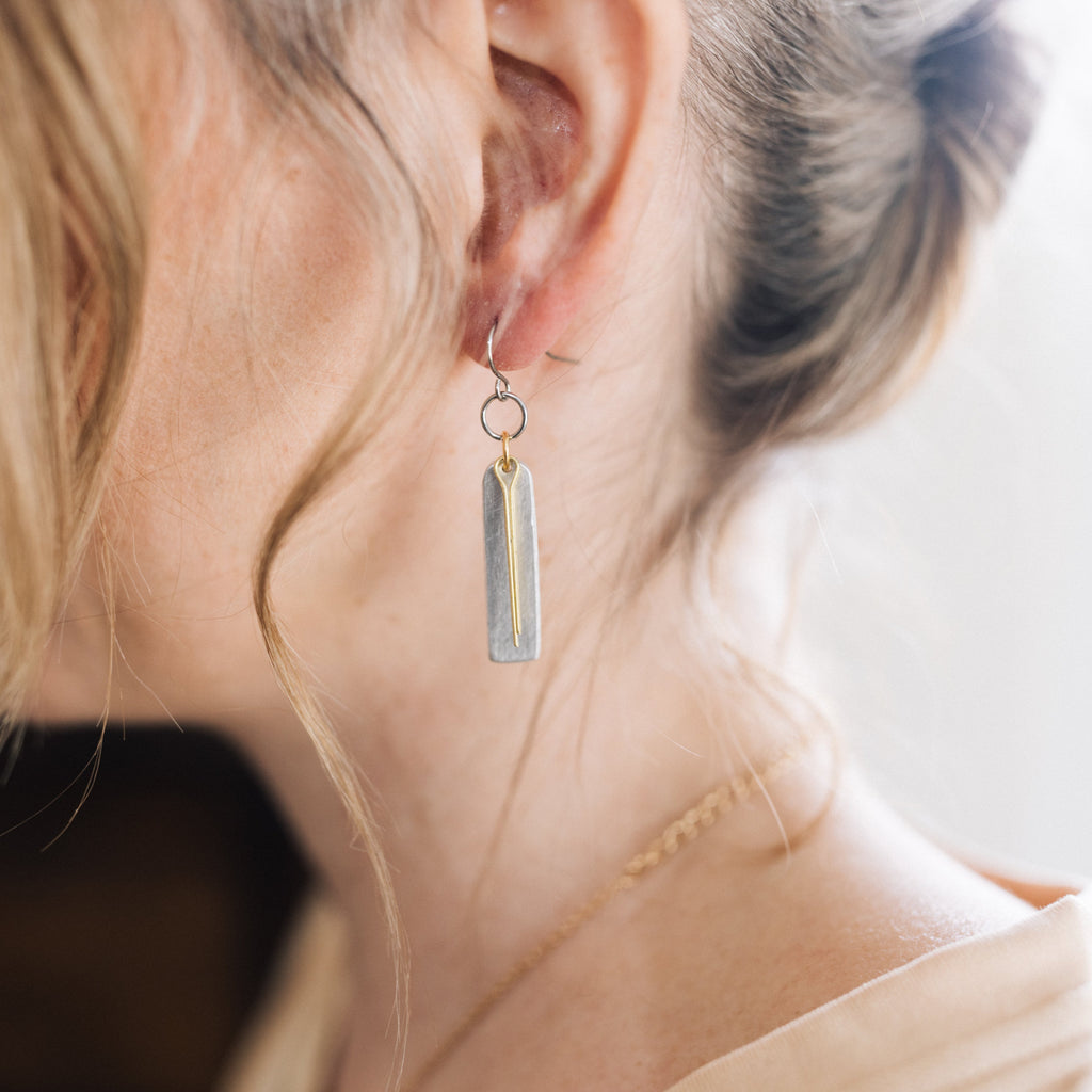 Archways Earrings | Repurposed Automotive Aluminum & Brass | Stainless Steel Ear Wire