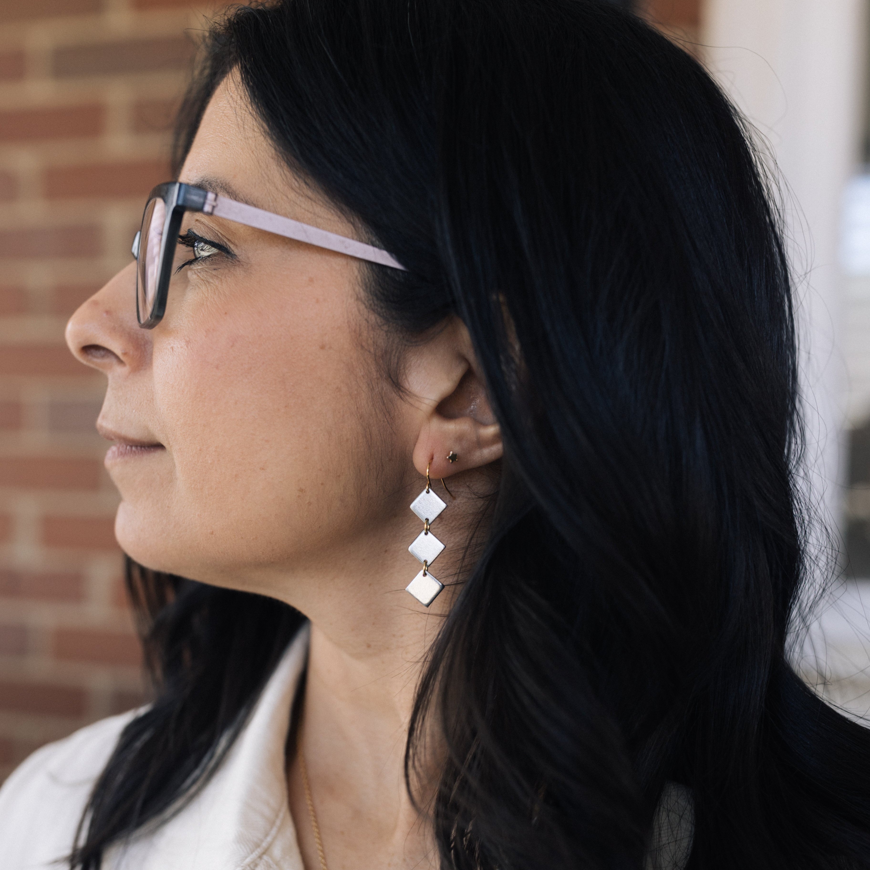 Connections Earrings | Repurposed Auto Parts | Stainless Steel | Gold Plated Ear Wire