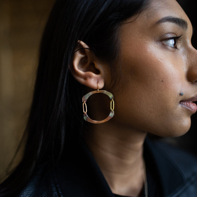 Roundabout Copper and Gold Plated Earrings