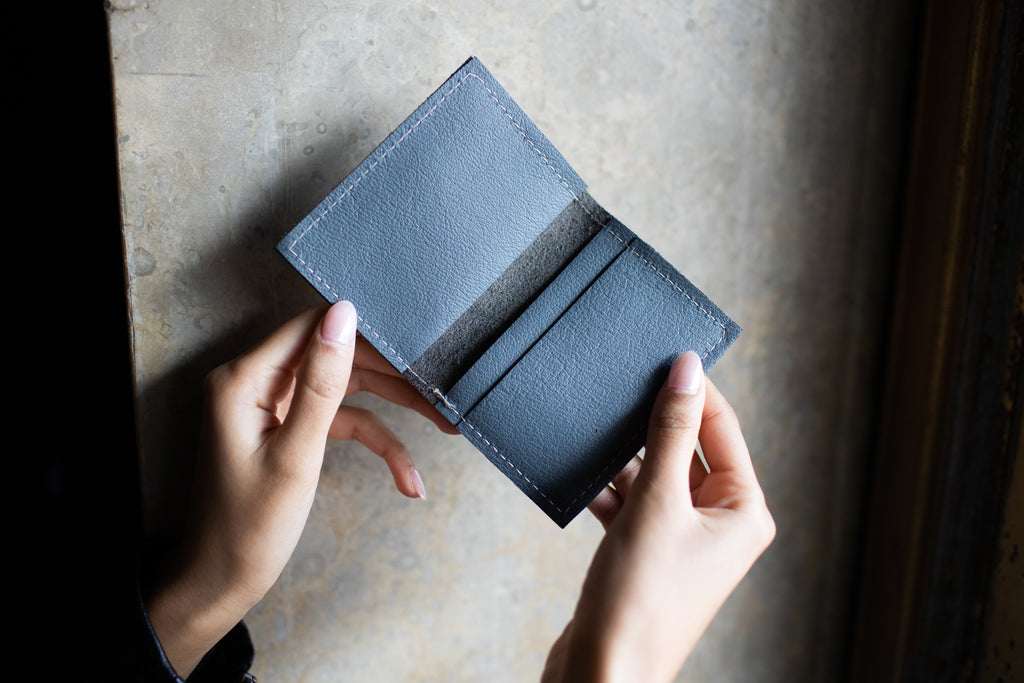 Minimalist Wallet | Repurposed Automotive Leather | Card Pockets | Black, Gray
