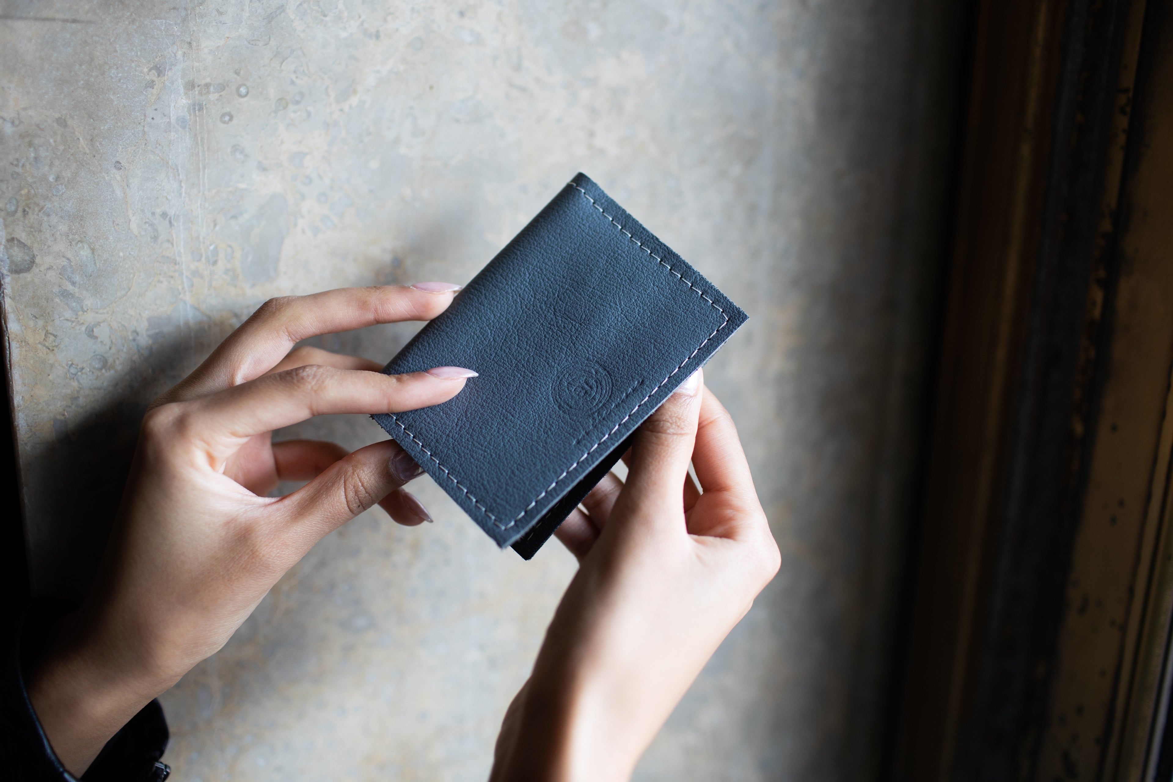 Minimalist Wallet | Repurposed Automotive Leather | Card Pockets | Black, Gray